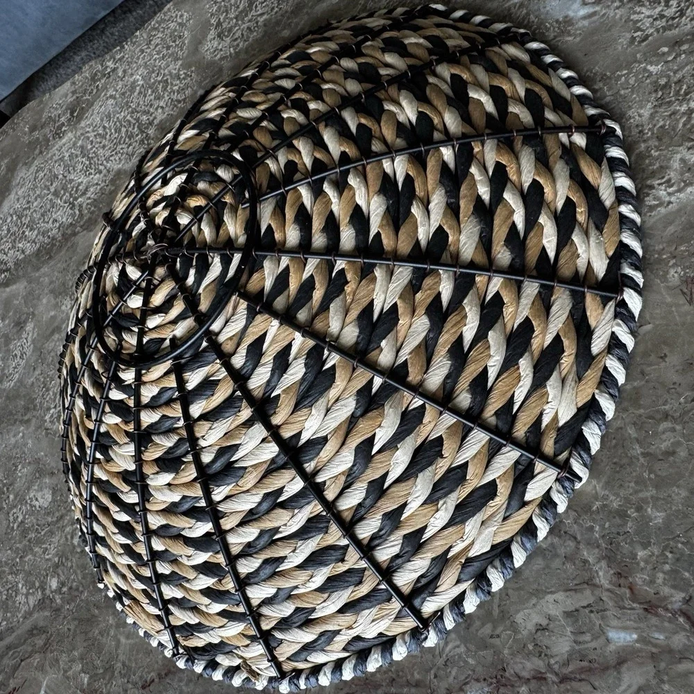 Black, White, Tan Woven Basket 12